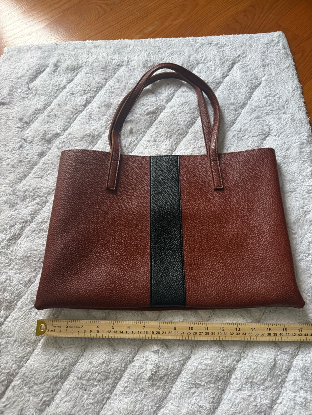Vince Camuto leather/suede brown/blck Tote Bag